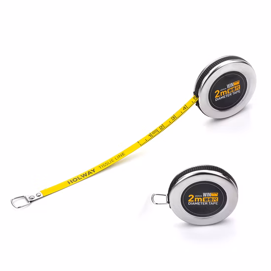 Fita métrica de bolso com lâmina folheada amarela de diâmetro 6 mm X 2 m