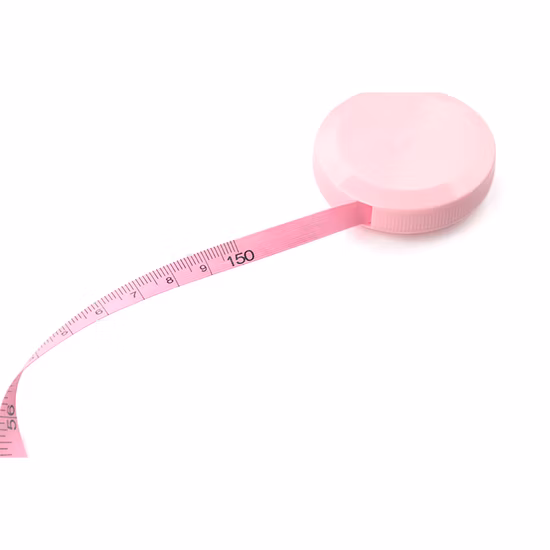 Fita métrica retrátil rosa suave de 60 polegadas e 1,5 metros, bolso, costura de corpo para artesanato em tecido, fita métrica